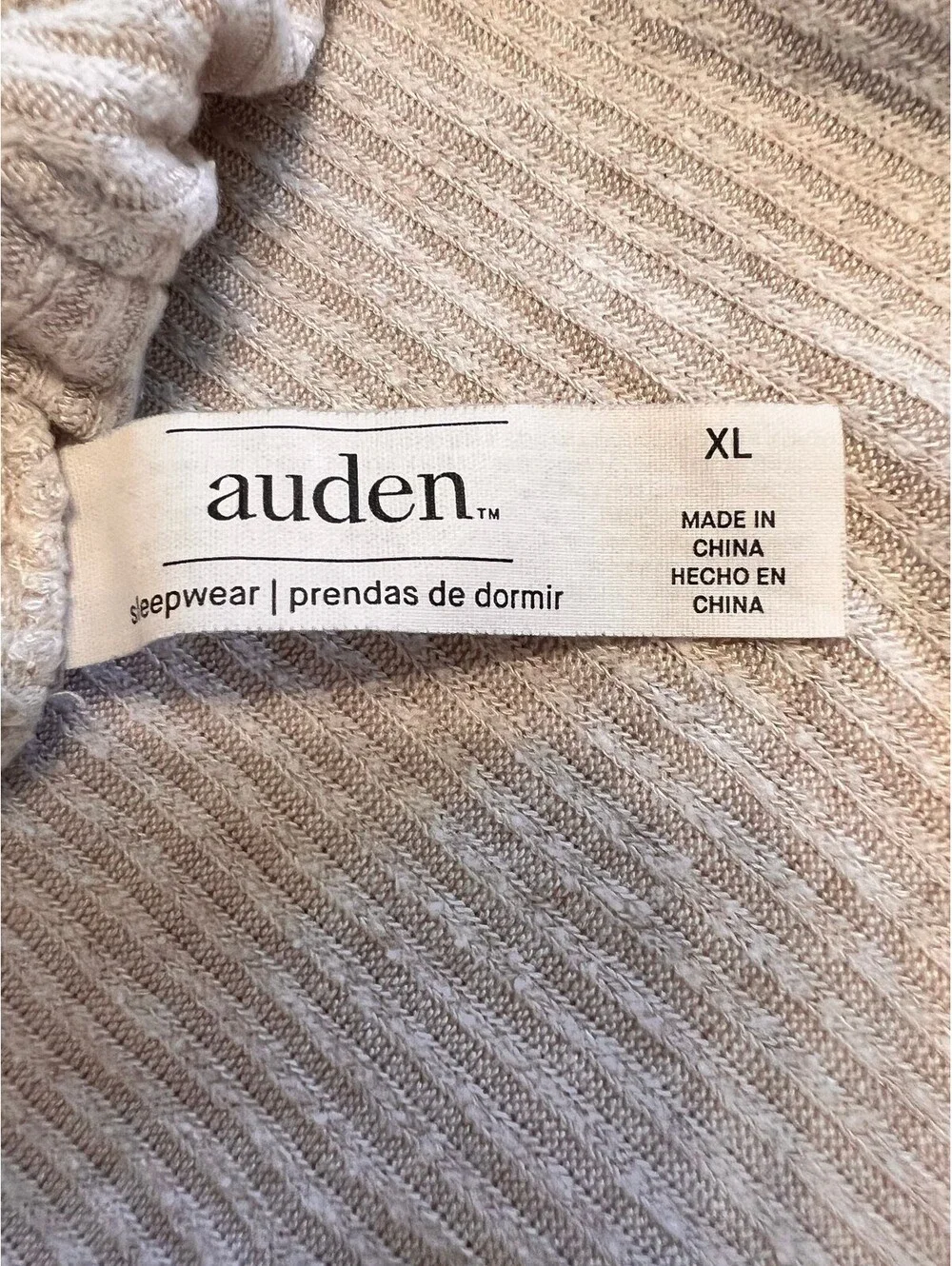 auden Beige Ribbed Long Sleeve Crop Top Sleepwear XL
